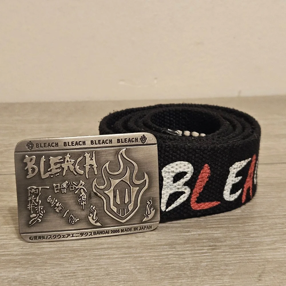 Vintage 2005 Anime Bleach Black Canvas Belt Made in Japan Bandai Measures 40x1.5